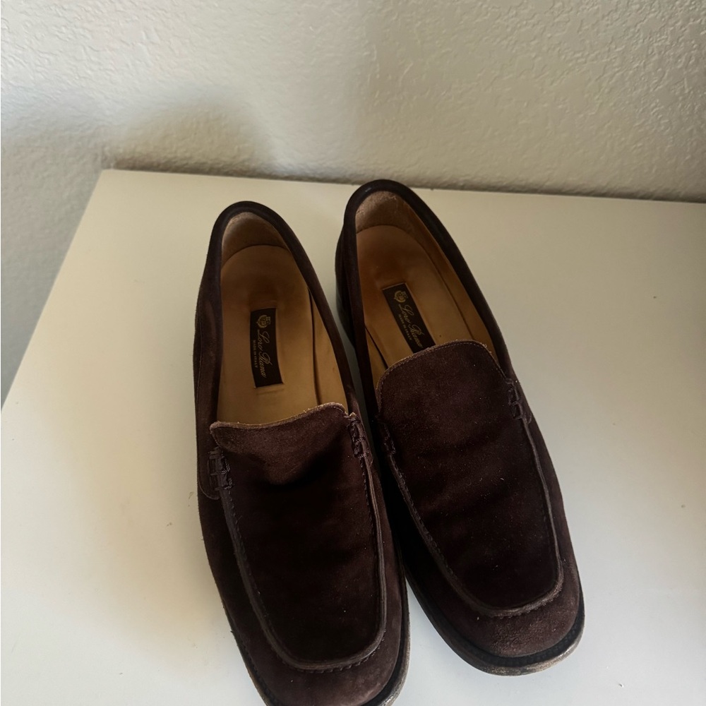 Loro Piana Mens Brown Suede Leather Slip On Loafers Size US 7 EU 40